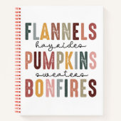 秋をテーマにしたカレッジルールスプリアル ノートブック (正面)