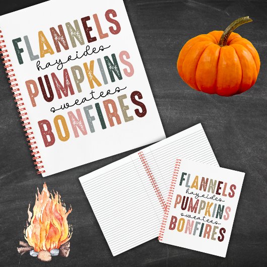 秋をテーマにしたカレッジルールスプリアル ノートブック