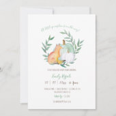 秋をテーマにしたキツネとカボチャ赤ちゃんシャワー 招待状 (正面)