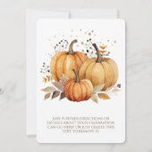 秋をテーマにしたディナーパーティー誕生日 招待状 (裏面)