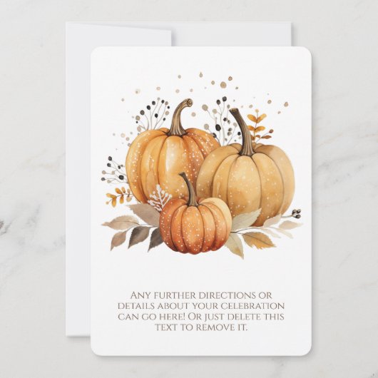 秋をテーマにしたディナーパーティー誕生日 招待状 (裏面)