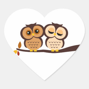 秋をテーマにしたフクロウの結婚式 ハートシール