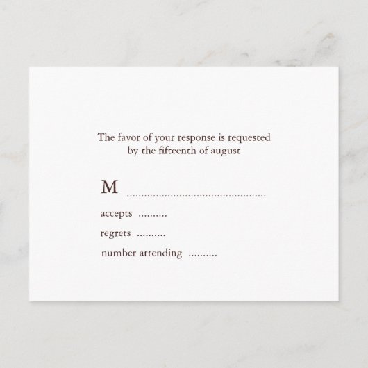 秋をテーマにしたフクロウズウェディングRSVP インビテーションポストカード (裏面)