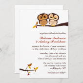 秋をテーマにしたフクロウ結婚ズ 招待状 (正面/裏面)