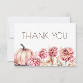 秋をテーマにしたボホ結婚ブライダルシャワーの感謝していユーザ サンキューカード (正面)
