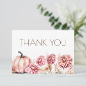秋をテーマにしたボホ結婚ブライダルシャワーの感謝していユーザ サンキューカード (スタンド正面)