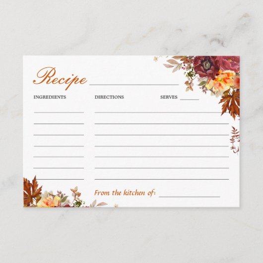 秋をテーマにしたレシピカード エンクロージャーカード (正面)