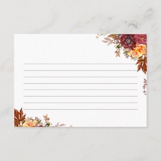 秋をテーマにしたレシピカード エンクロージャーカード (裏面)