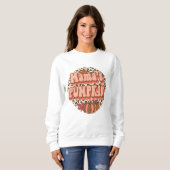 秋をテーマにしたレトロヒョウ・ママのカボチャ スウェットシャツ (正面フル)