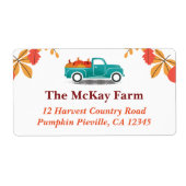 秋をテーマにしたヴィンテージトラック差出人住所 ラベル (正面)