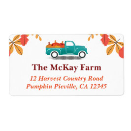 秋をテーマにしたヴィンテージトラック差出人住所 ラベル