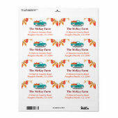 秋をテーマにしたヴィンテージトラック差出人住所 ラベル (フルシート)