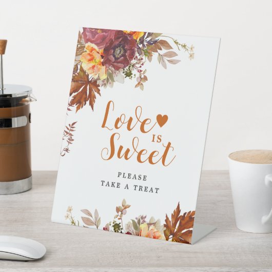 秋をテーマにした愛は甘いペデスタルサイン 台座サイン (インサイチュ)