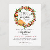 秋をテーマにした甘い小さなカボチャの赤ちゃんシャワー インビテーションポストカード (正面)
