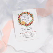 秋をテーマにした甘い小さなカボチャの赤ちゃんシャワー インビテーションポストカード