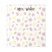 秋をテーマにした色葉付き先生 ノートパッド (正面)