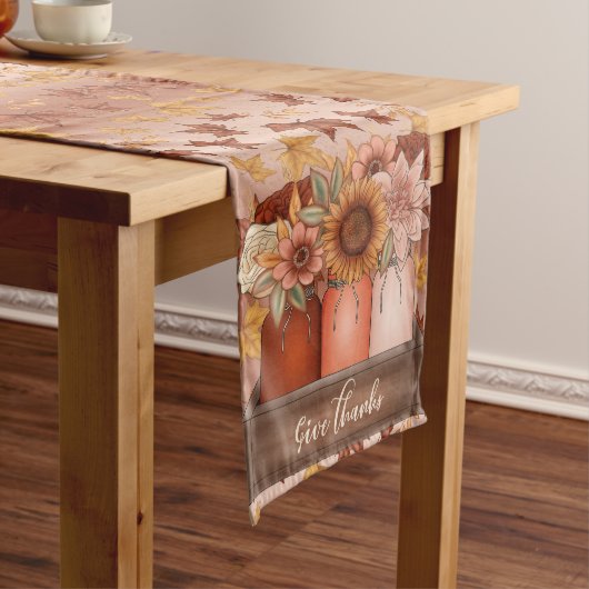 秋をテーマにした茶色の金ゴールド離れひまわ ロングテーブルランナー (インサイチュ)