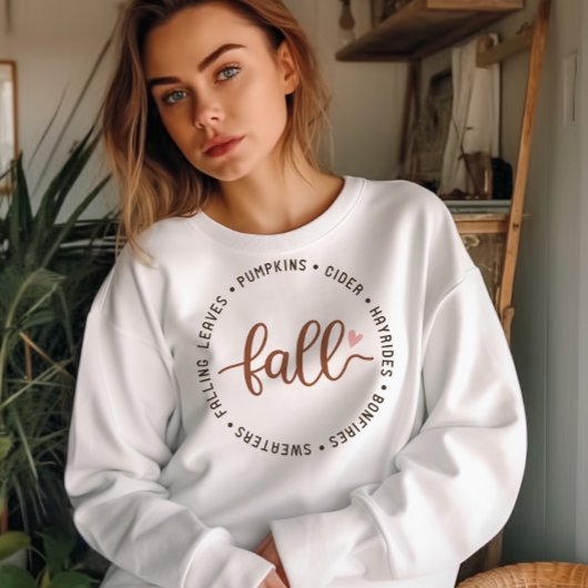 秋をテーマにした落葉ちる、サイダー、カボチャ スウェットシャツ