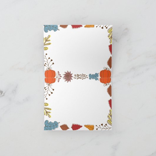 秋をテーマに葉した果実パンプキンサンクスギビング カード (内部)