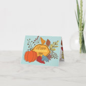 秋をテーマに葉した果実パンプキンサンクスギビング カード (正面)