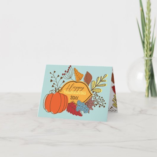 秋をテーマに葉した果実パンプキンサンクスギビング カード (正面)