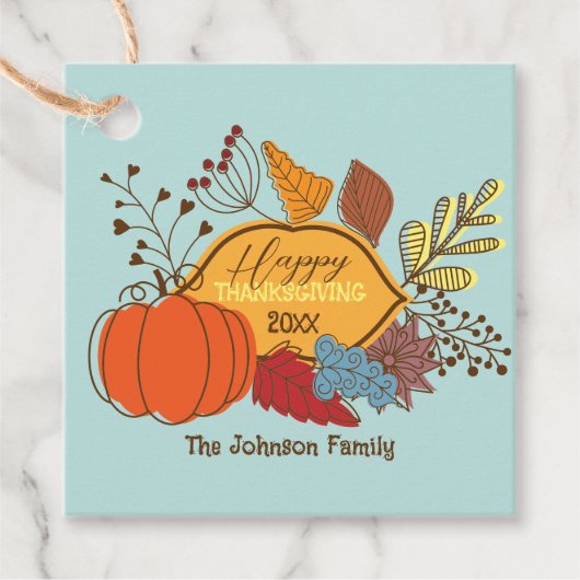 秋をテーマに葉した果実パンプキンサンクスギビング フェイバータグ (正面)