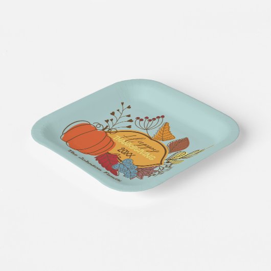 秋をテーマに葉した果実パンプキンサンクスギビング ペーパープレート (傾斜あり)