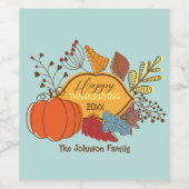 秋をテーマに葉した果実パンプキンサンクスギビング ワインラベル (シングルラベル)