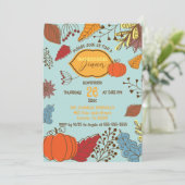 秋をテーマに葉した果実パンプキンサンクスギビング 招待状 (スタンド正面)