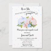 秋を告げるピンク色のカボチャの性別 招待状 (正面)