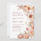 秋アイボリーベージュフラワーパンプキンブライダルシャワー 招待状 (正面)