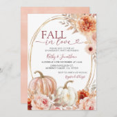 秋アイボリーベージュフローラパンプキン婚約パーティ 招待状 (正面/裏面)