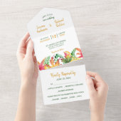 秋アカシア葉写真テンプレート結婚ズ オールインワン招待状 (貼ってはがせる)