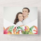 秋アカシア葉写真テンプレート結婚ズ オールインワン招待状 (裏面)