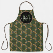 秋アコーンと葉スカントリー模様モノグラム エプロン (正面)