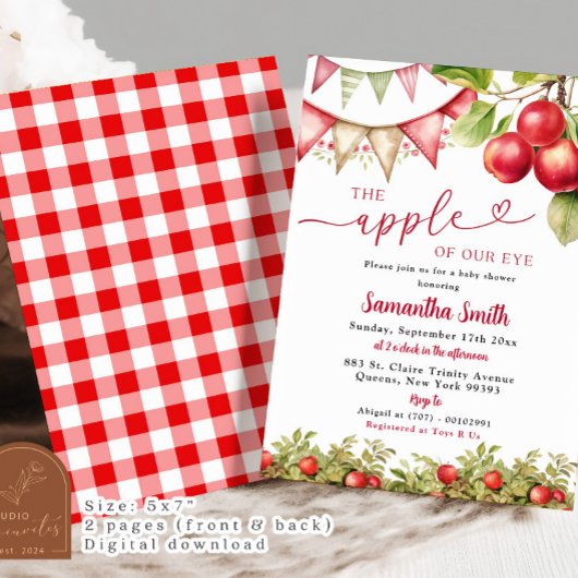 秋アップルの目の赤ちゃんシャワー 招待状