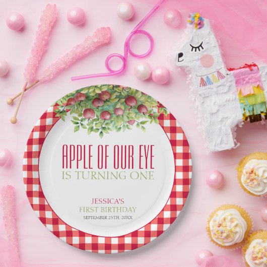 秋アップルオブザウアイファースト誕生日 ペーパープレート (パーティー)