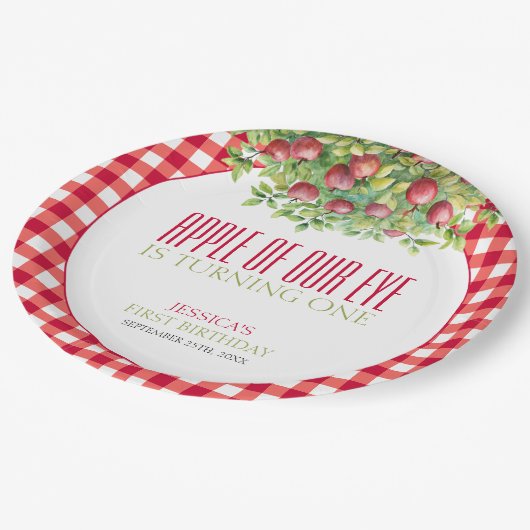 秋アップルオブザウアイファースト誕生日 ペーパープレート (アングル)