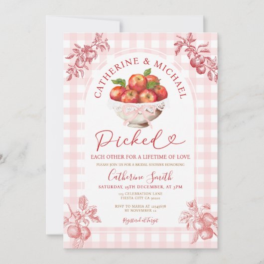秋アップルオーチャードブライダルシャワーが互いを選んだ 招待状 (正面)