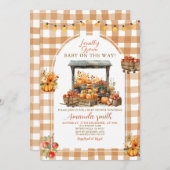 秋アップルカボチャ地元で育った赤ちゃんシャワー 招待状 (正面/裏面)