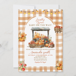 秋アップルカボチャ地元で育った赤ちゃんシャワー 招待状