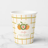 秋アップルテーマお洒落ベビーシャワーグリーン 紙コップ (正面)