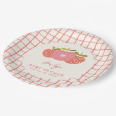 秋アップルテーマお洒落ベビーシャワーピンク赤 ペーパープレート (アングル)