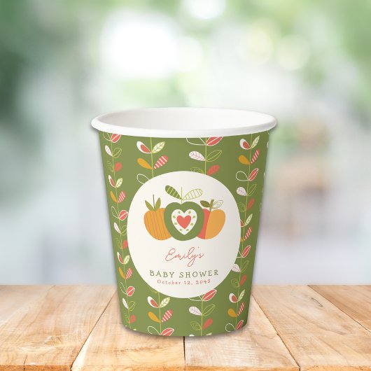 秋アップルテーマベビーシャワー男女兼用 紙コップ