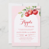 秋アップルハーベストボーホコードピンクかわいい女の子シャワー 招待状 (正面)