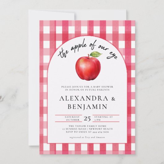 秋アップルハーベストボーホコードベビー素朴シャワー 招待状 (正面)