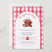 秋アップルハーベスト赤素朴カップル赤ちゃんシャワー 招待状 (正面)