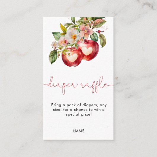 秋アップルベビーシャワーおむつラッフル エンクロージャーカード (正面)