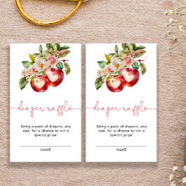 秋アップルベビーシャワーおむつラッフル エンクロージャーカード