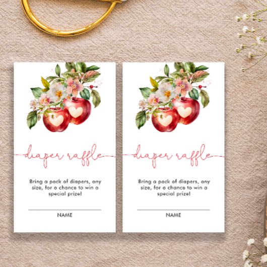 秋アップルベビーシャワーおむつラッフル エンクロージャーカード